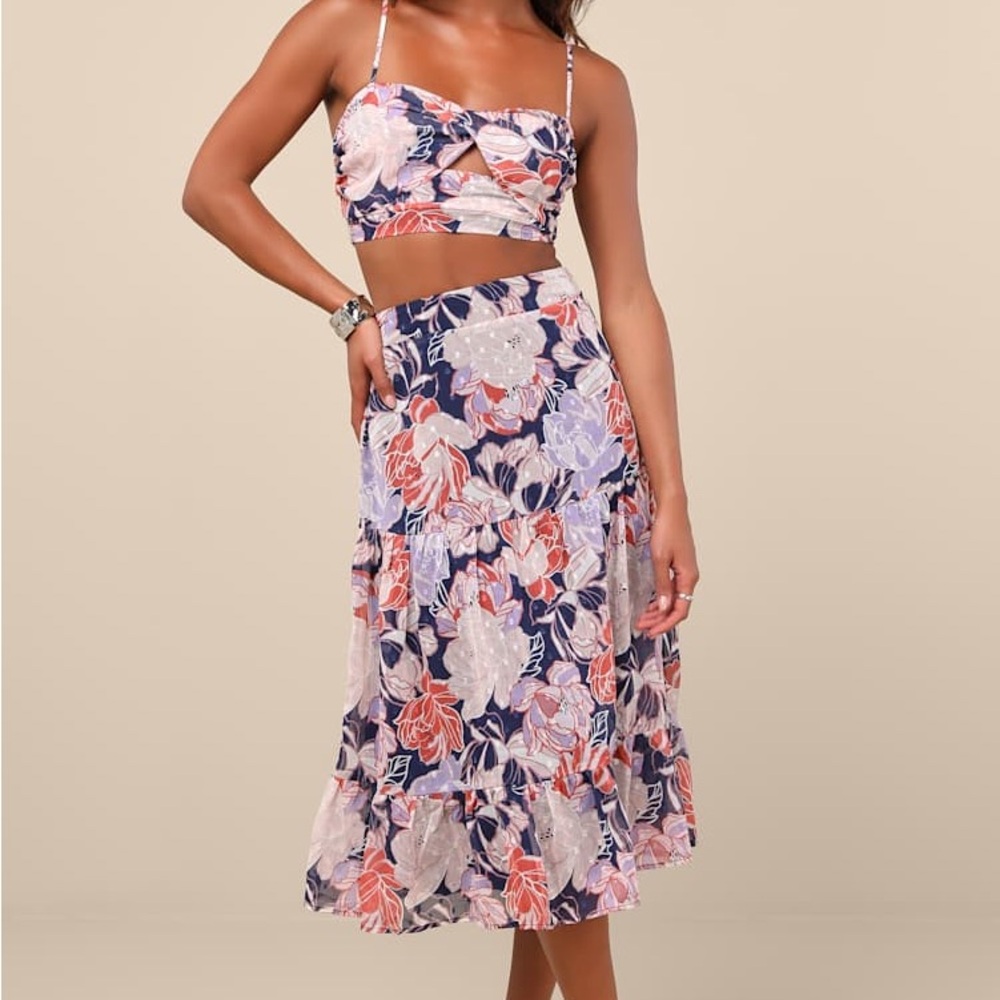 Floating Through Flowers Multi Floral Two-Piece Midi Dress
